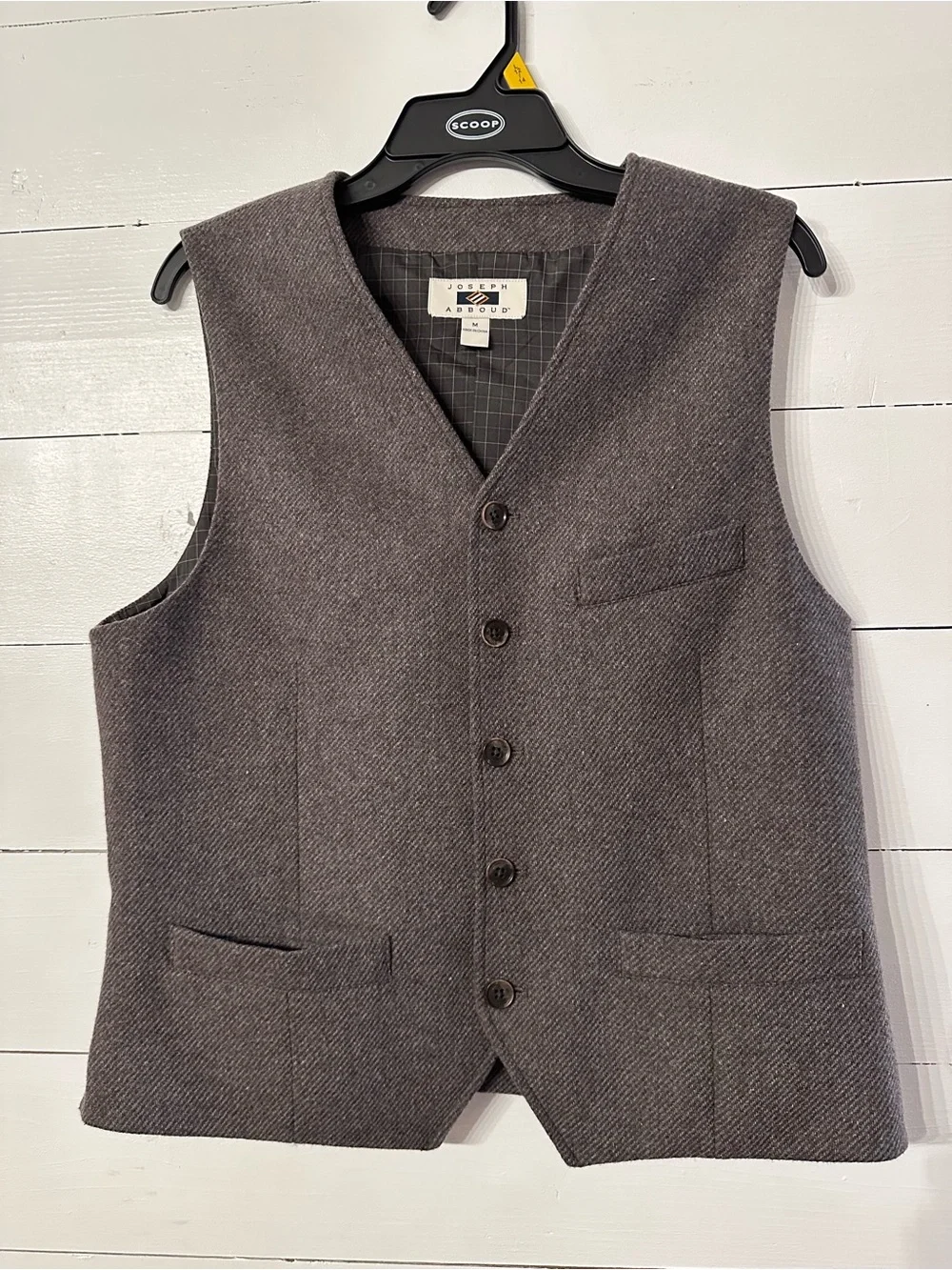 Joseph Abboud Charcoal Herringbone Wool-Blend Vest